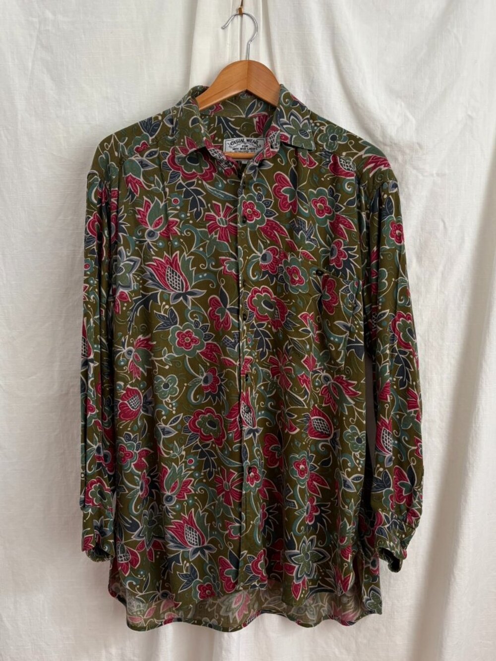 Vtg 80s/90s Edith Kumar Colorful Floral Button Down Shirt M Retro Boho Hippie
